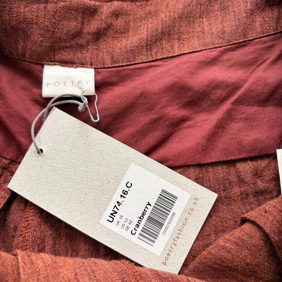 New Poetry 100% Linen High Waist Tapered Trousers‎ | Cranberry Brown Size 12 - Picture 3 of 9